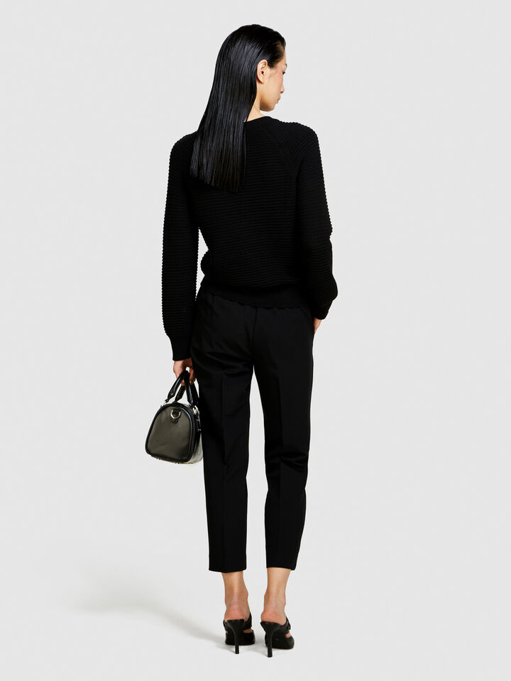 Solid colored sweater - women's crew neck sweaters - Black | Sisley image number 3